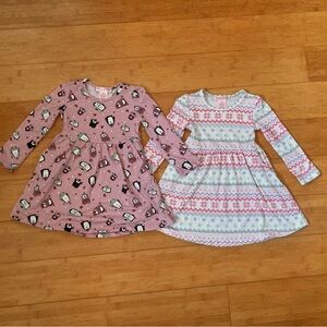 NEW Girls Size 2T Fair Isle Snowflakes & Penguin Print Dresses